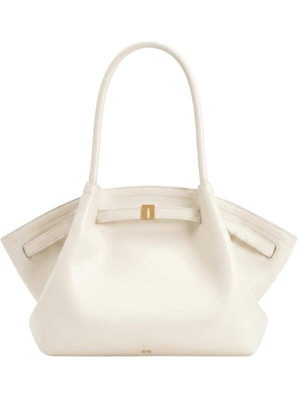 Women's White Faux Leather Casual Hana Medium Tote Bag For Key and Wallet